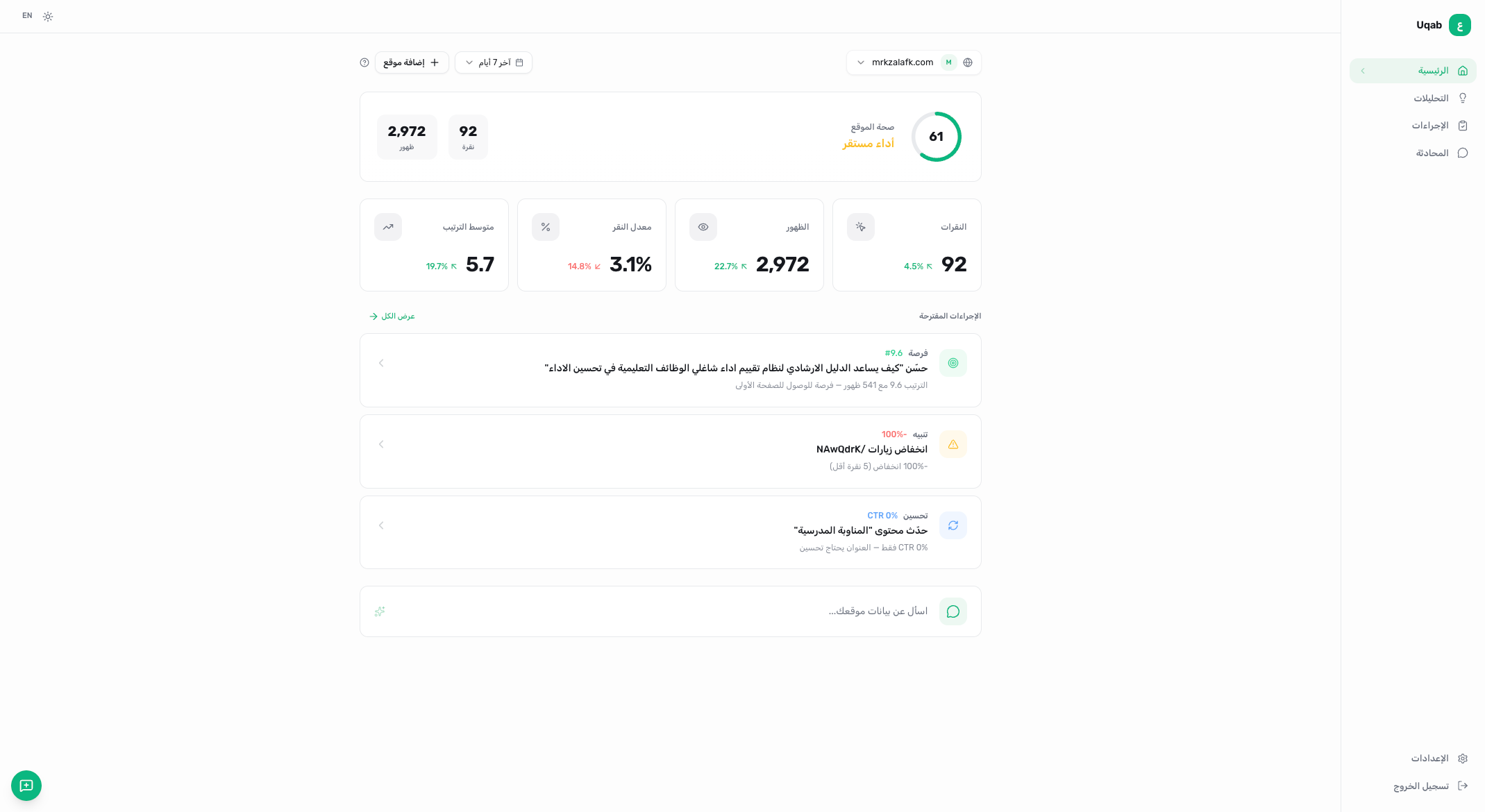 Uqab Dashboard